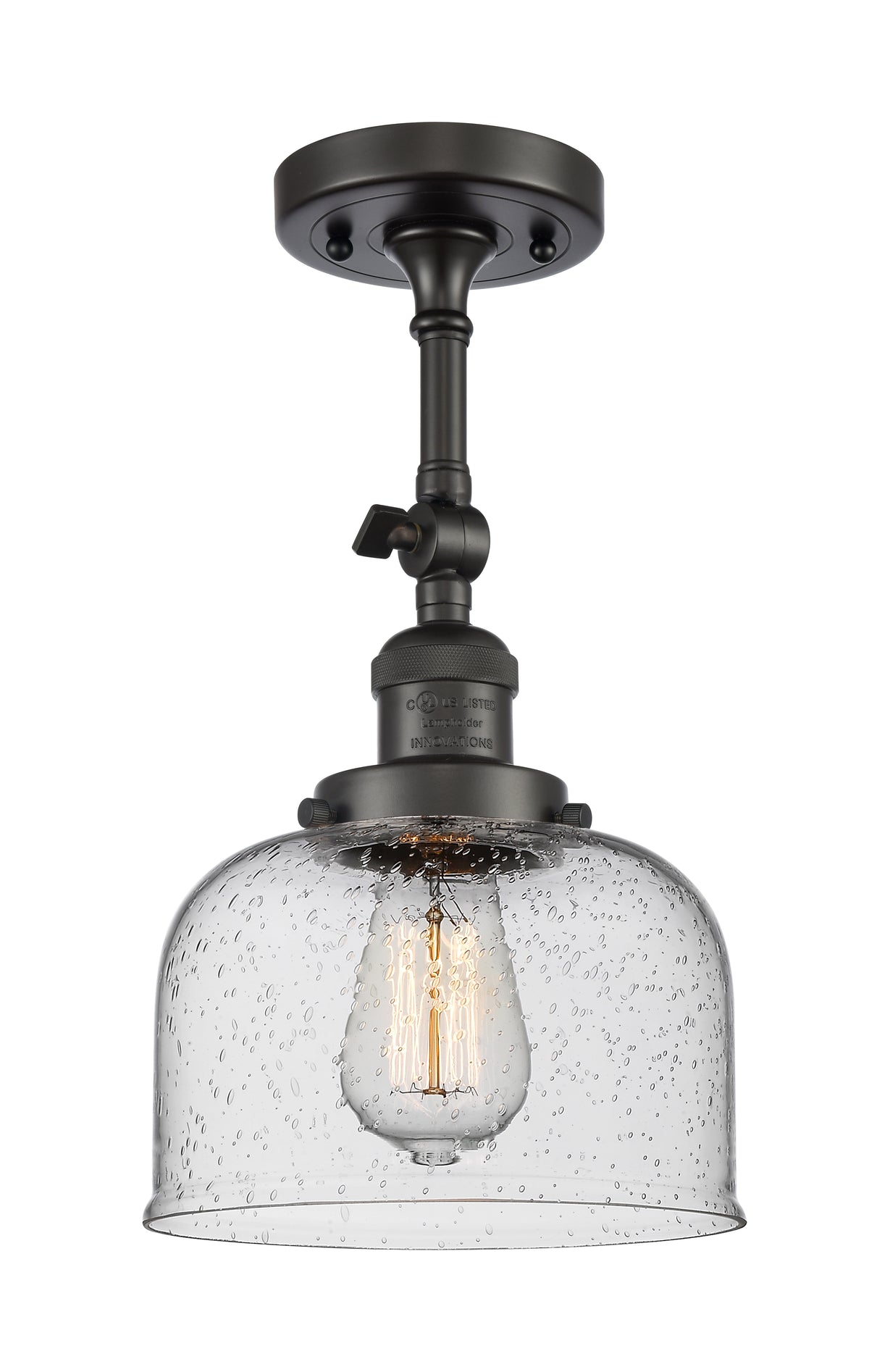 Bell 8-Inch 1-Light Semi-Flush Mount with LED Bulb 14.5-Inch High Sloped-Ceiling Compatible