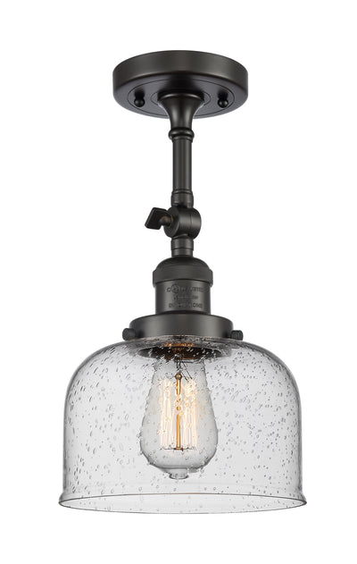 Bell 8-Inch 1-Light Semi-Flush Mount with LED Bulb 14.5-Inch High Sloped-Ceiling Compatible