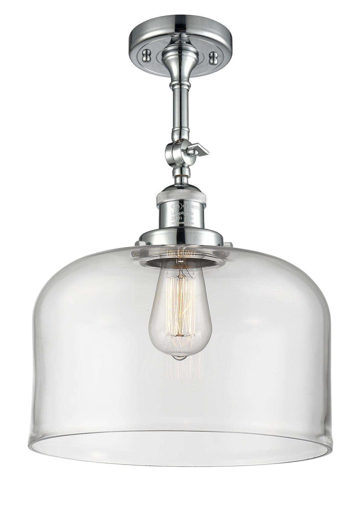 Bell 12-Inch 1-Light Semi-Flush Mount with LED Bulb 16.5-Inch High
