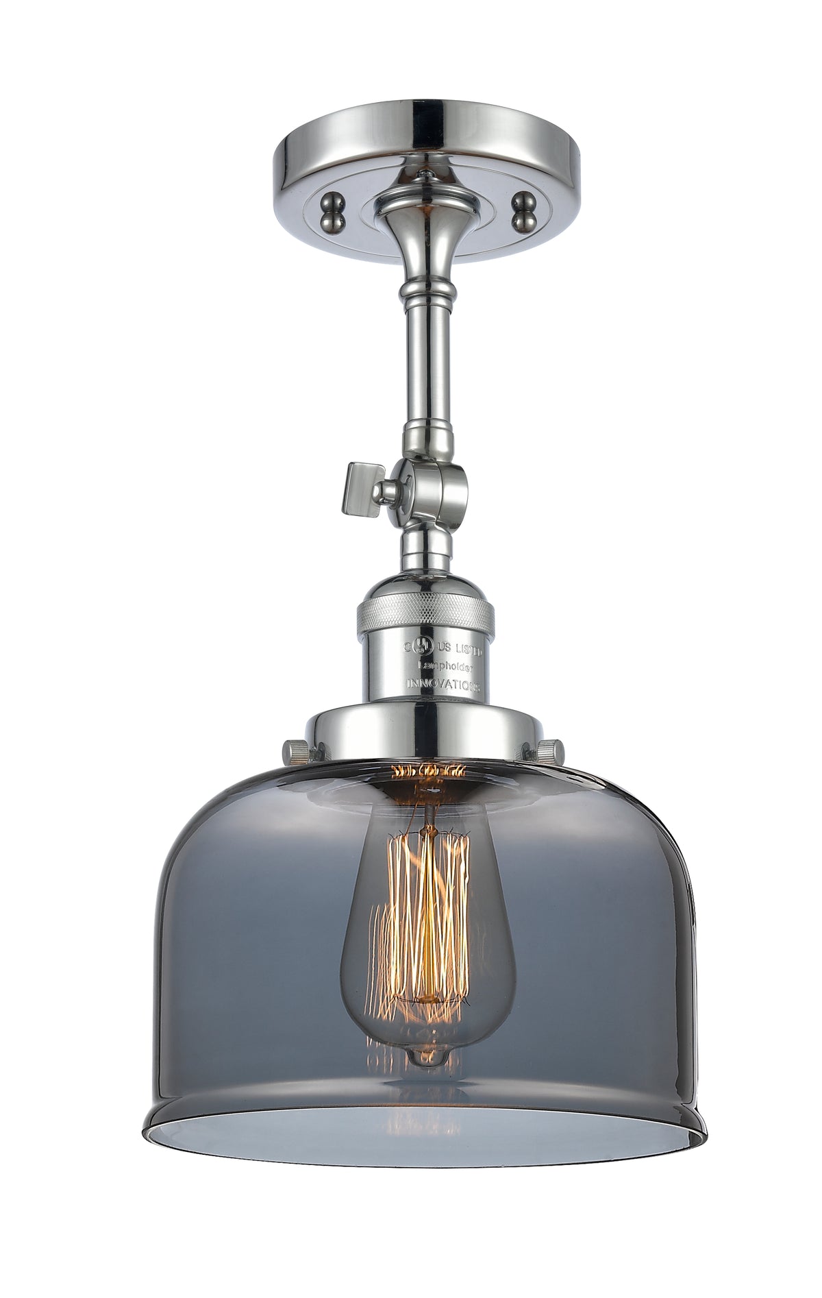 Bell 8-Inch 1-Light Semi-Flush Mount with LED Bulb 14.5-Inch High Sloped-Ceiling Compatible