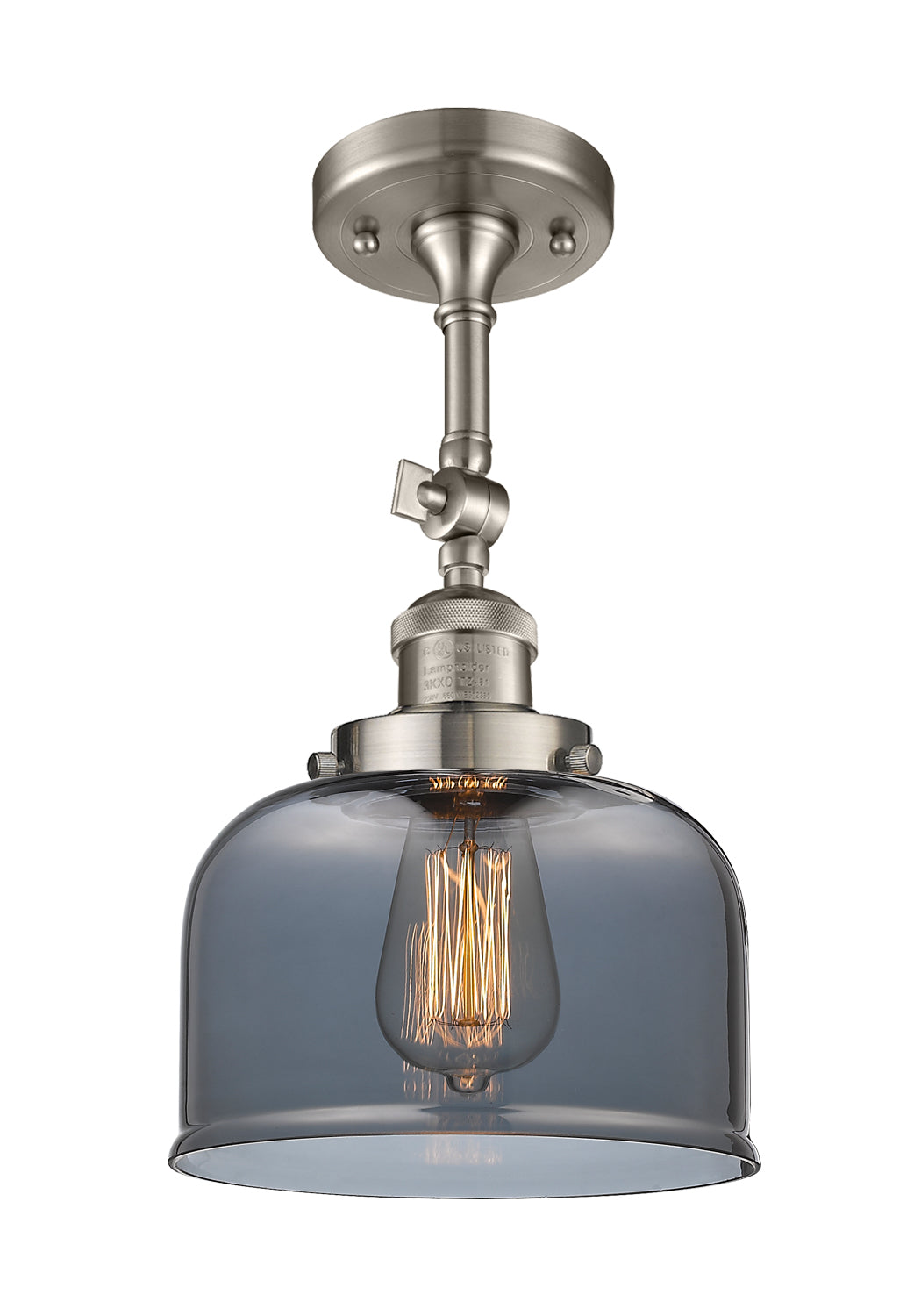 Bell 8-Inch 1-Light Semi-Flush Mount with LED Bulb 14.5-Inch High Sloped-Ceiling Compatible