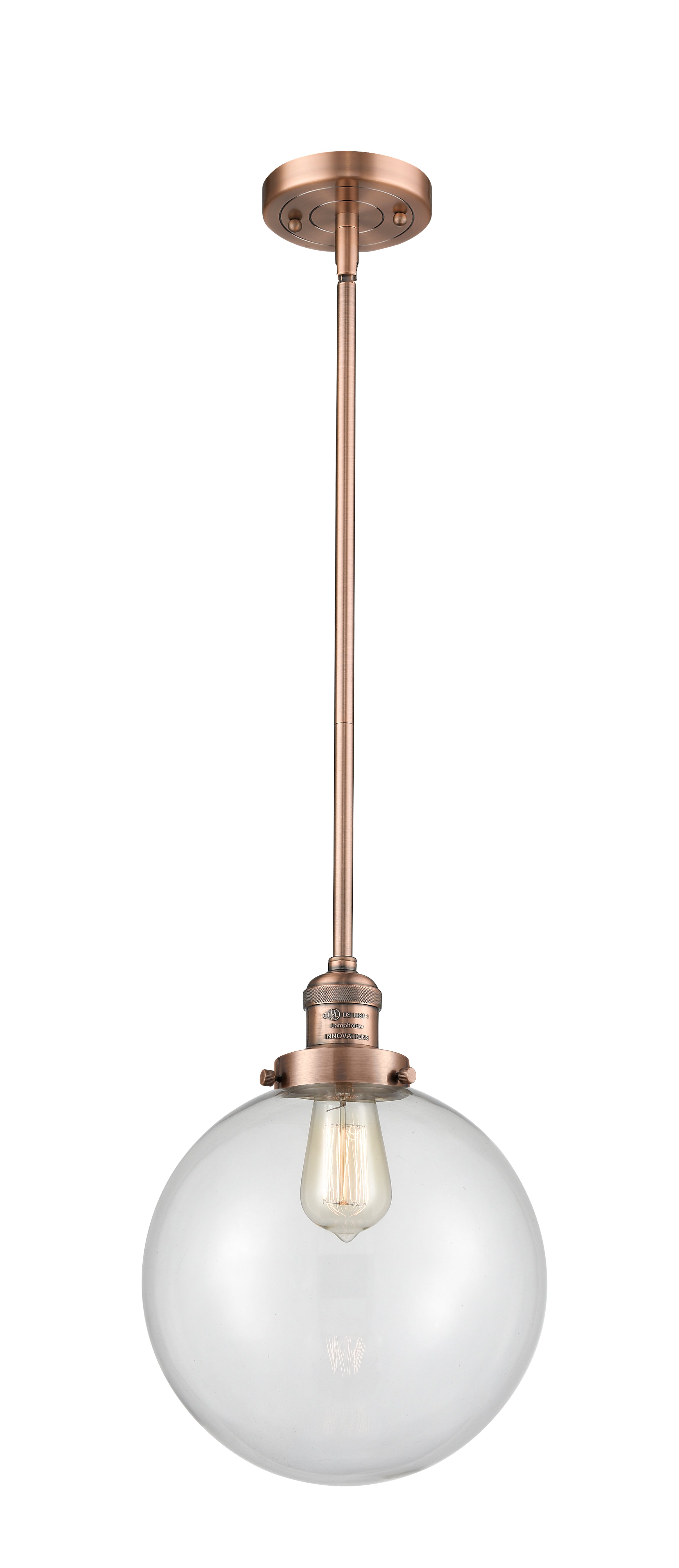 Franklin Restoration Mini Pendant Brass Glass