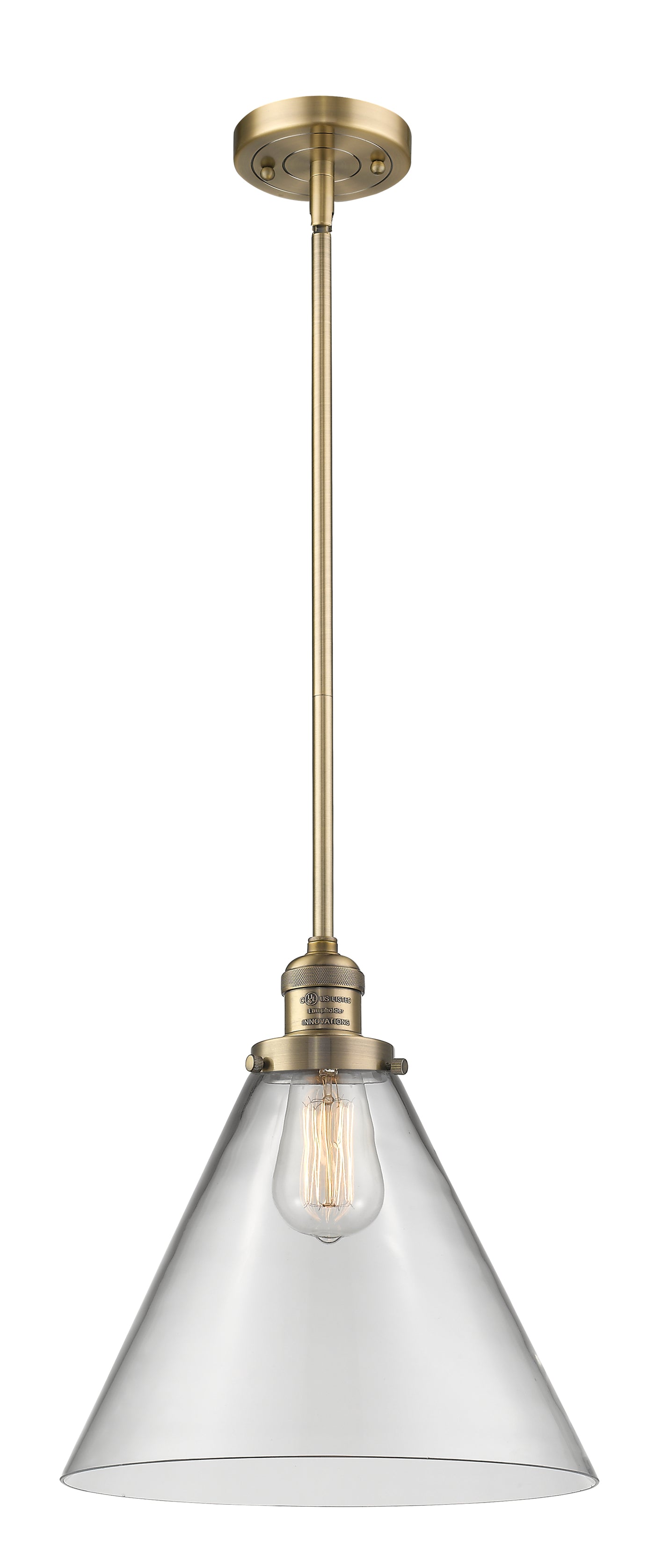 Franklin Restoration Mini Pendant Brass Glass