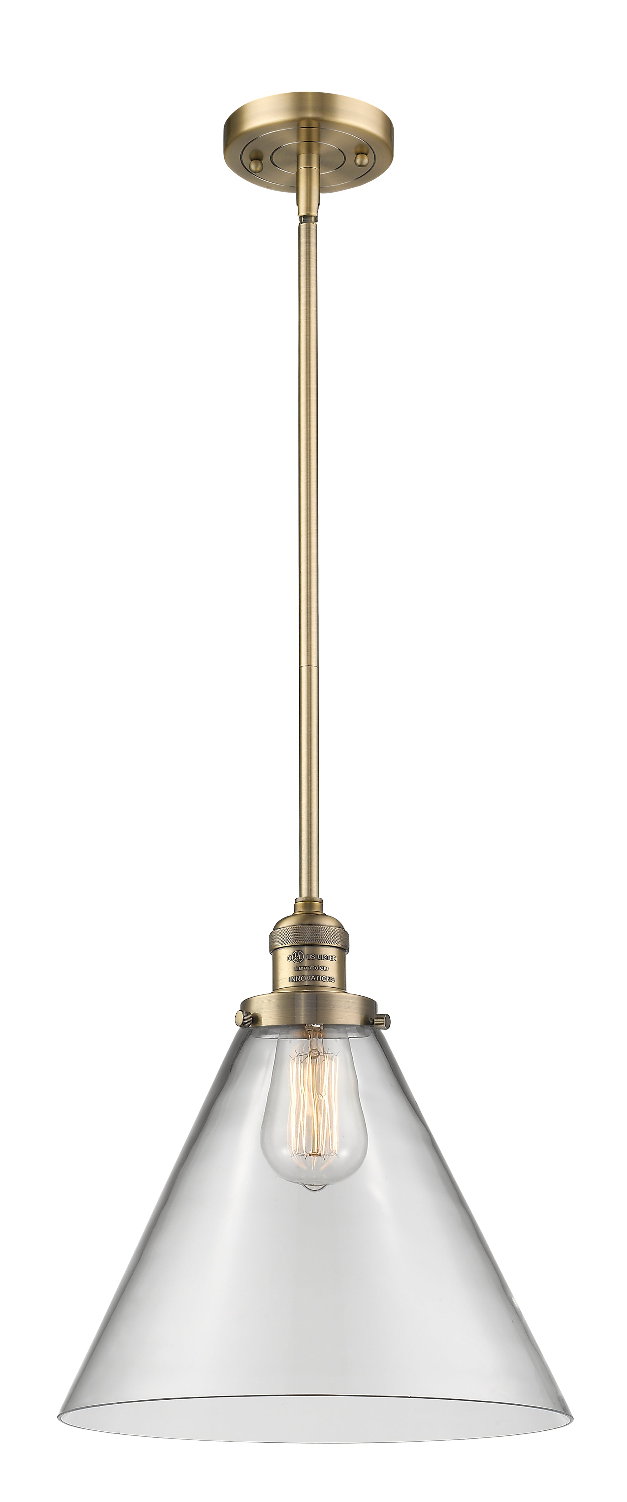 Franklin Restoration Mini Pendant Brass Glass