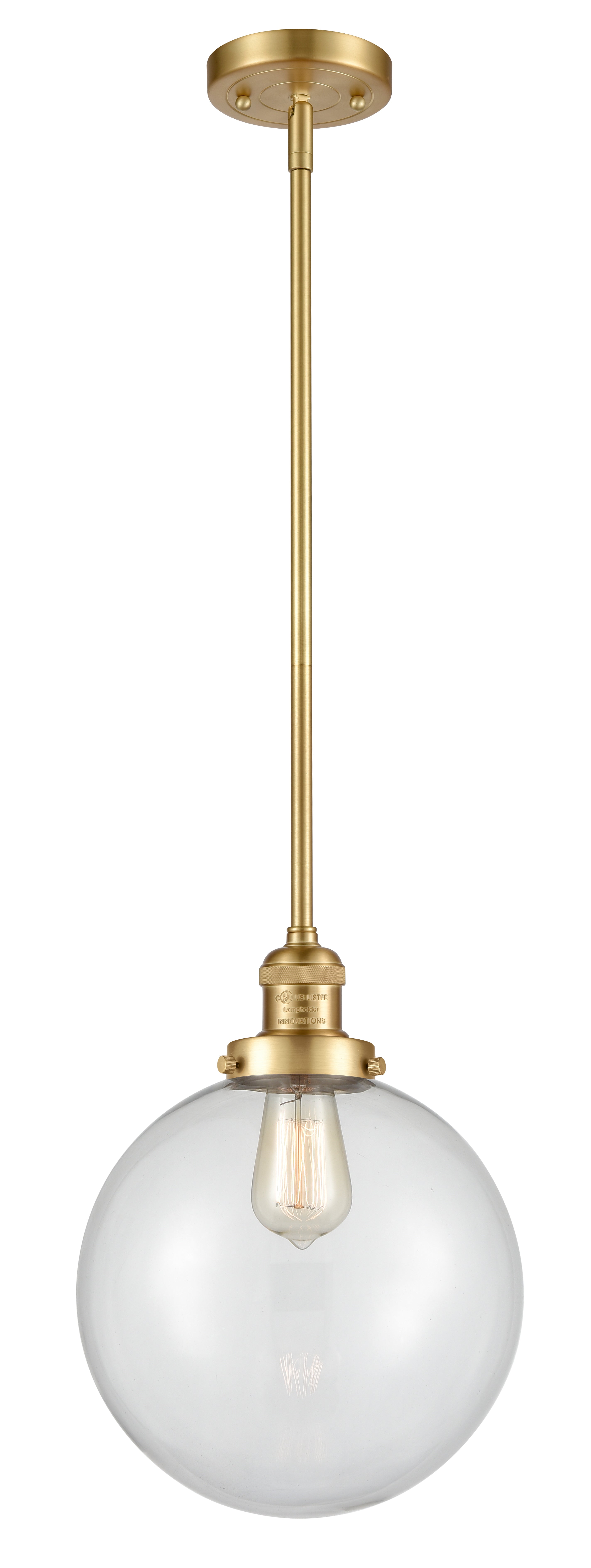 Franklin Restoration Mini Pendant Brass Glass