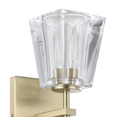 Valentin 13-inch 2-light Champagne Gold Vanity Light with Clear Pressed Glass Shades