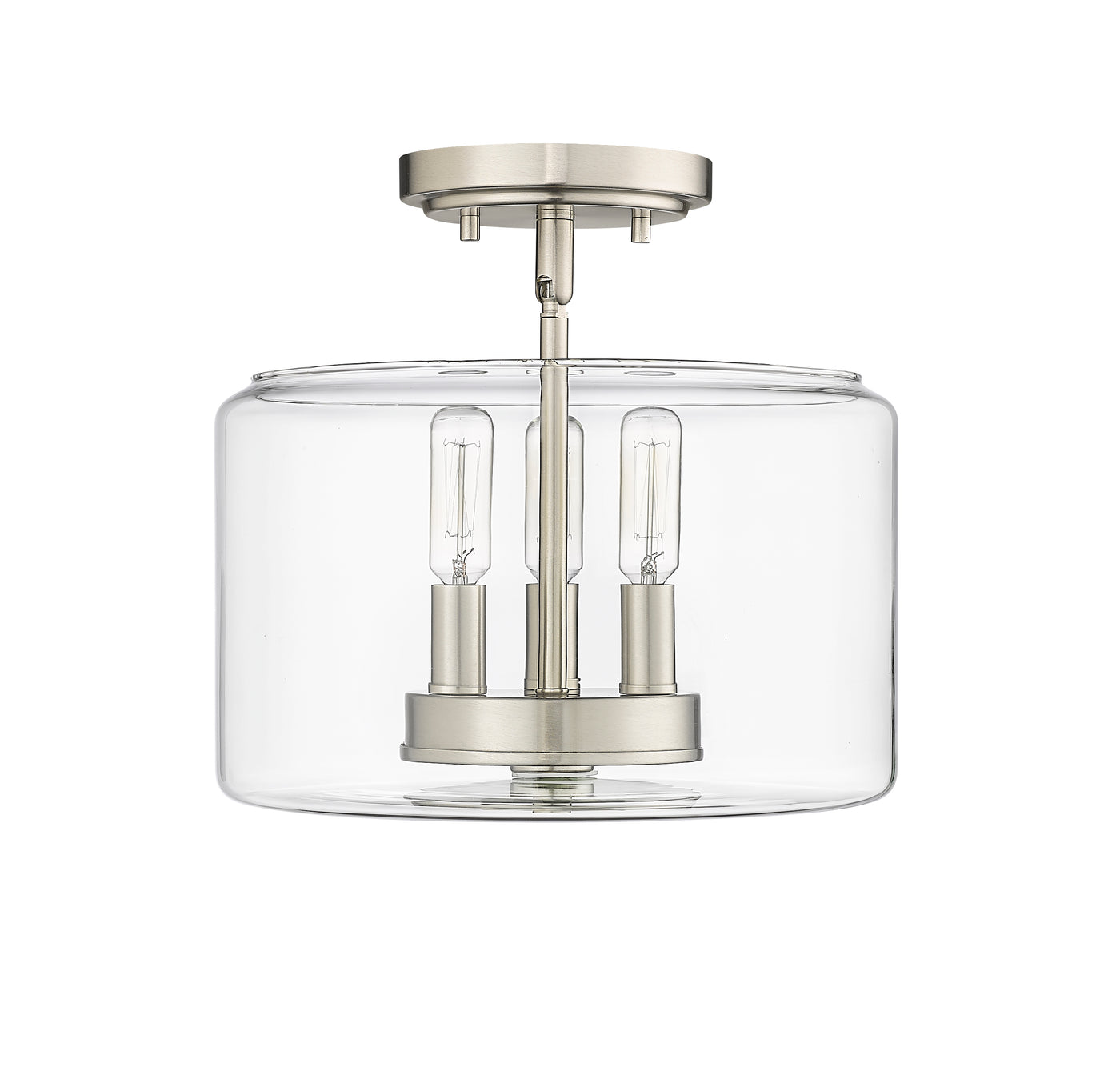 10.6'' Asheville Brushed NickelClear 3 Light Semi-Flush Mount