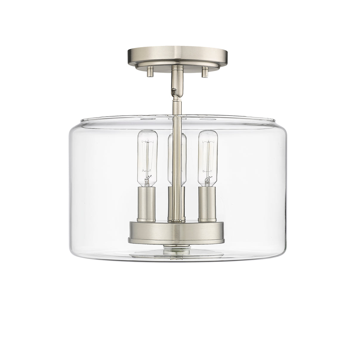 10.6'' Asheville Brushed NickelClear 3 Light Semi-Flush Mount