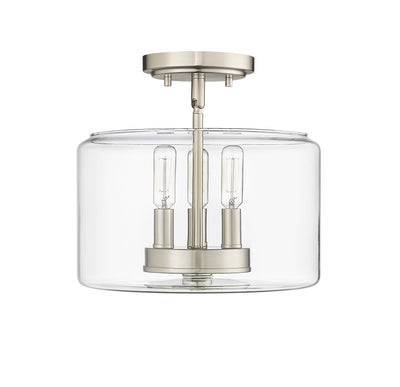 10.6'' Asheville Brushed NickelClear 3 Light Semi-Flush Mount