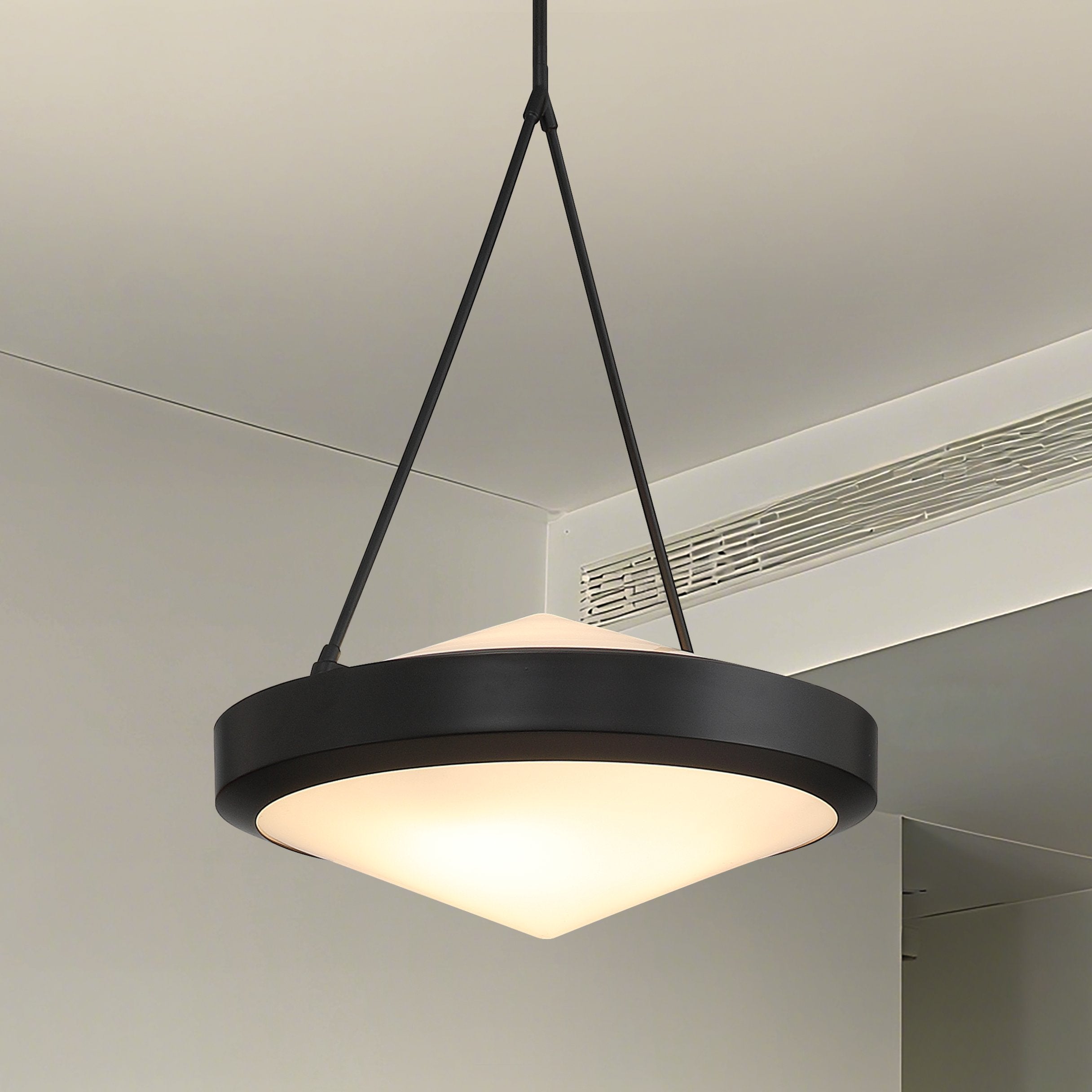 Agate 20-inch 4-light Matte Black Pendant Light with Opal Glass Shade