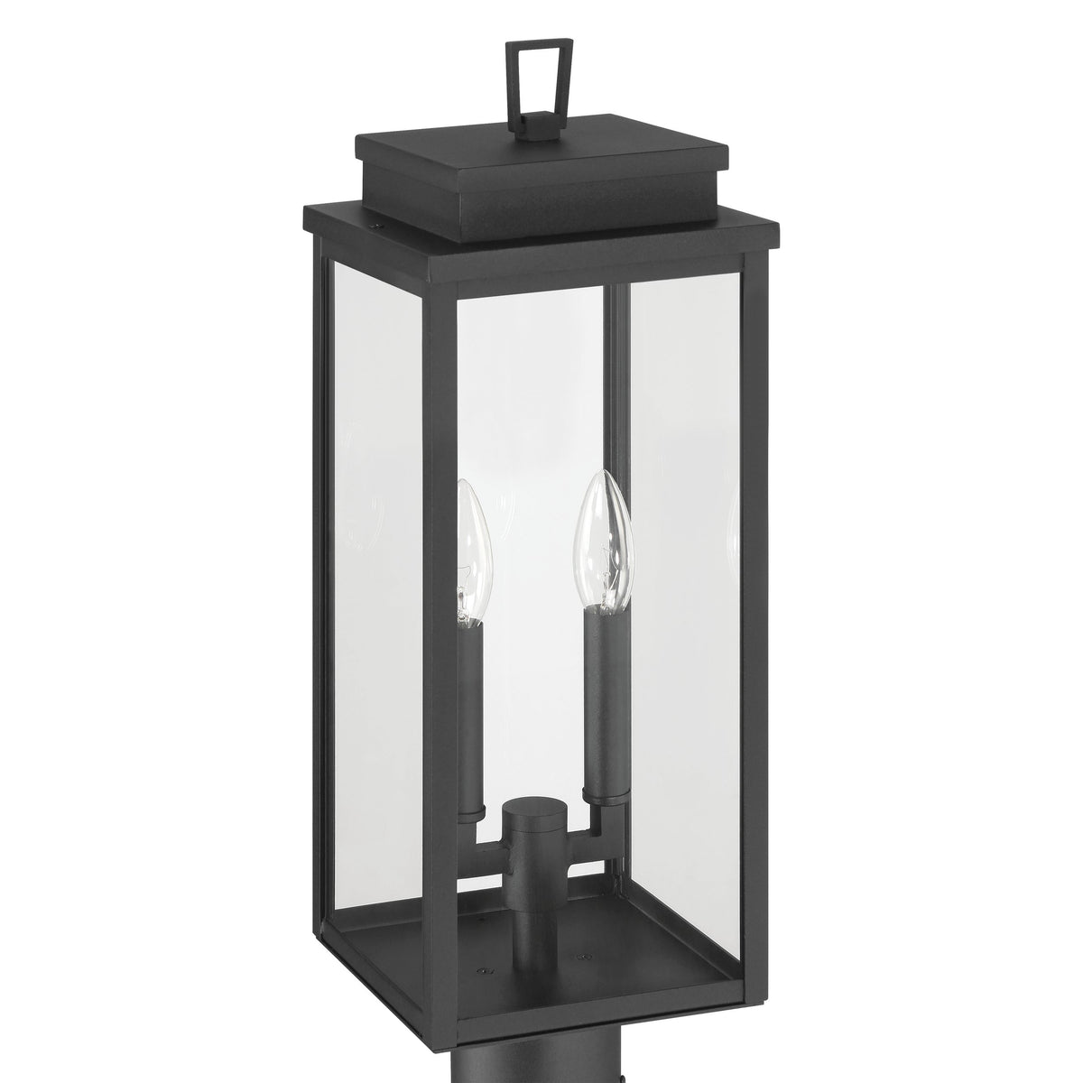 Hillside 20-inch 2-light Textured Black Exterior Post Light with Clear Glass