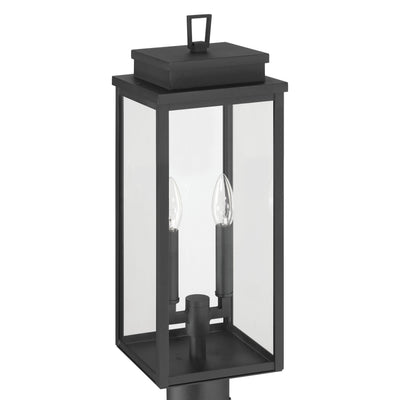 Hillside 20-inch 2-light Textured Black Exterior Post Light with Clear Glass