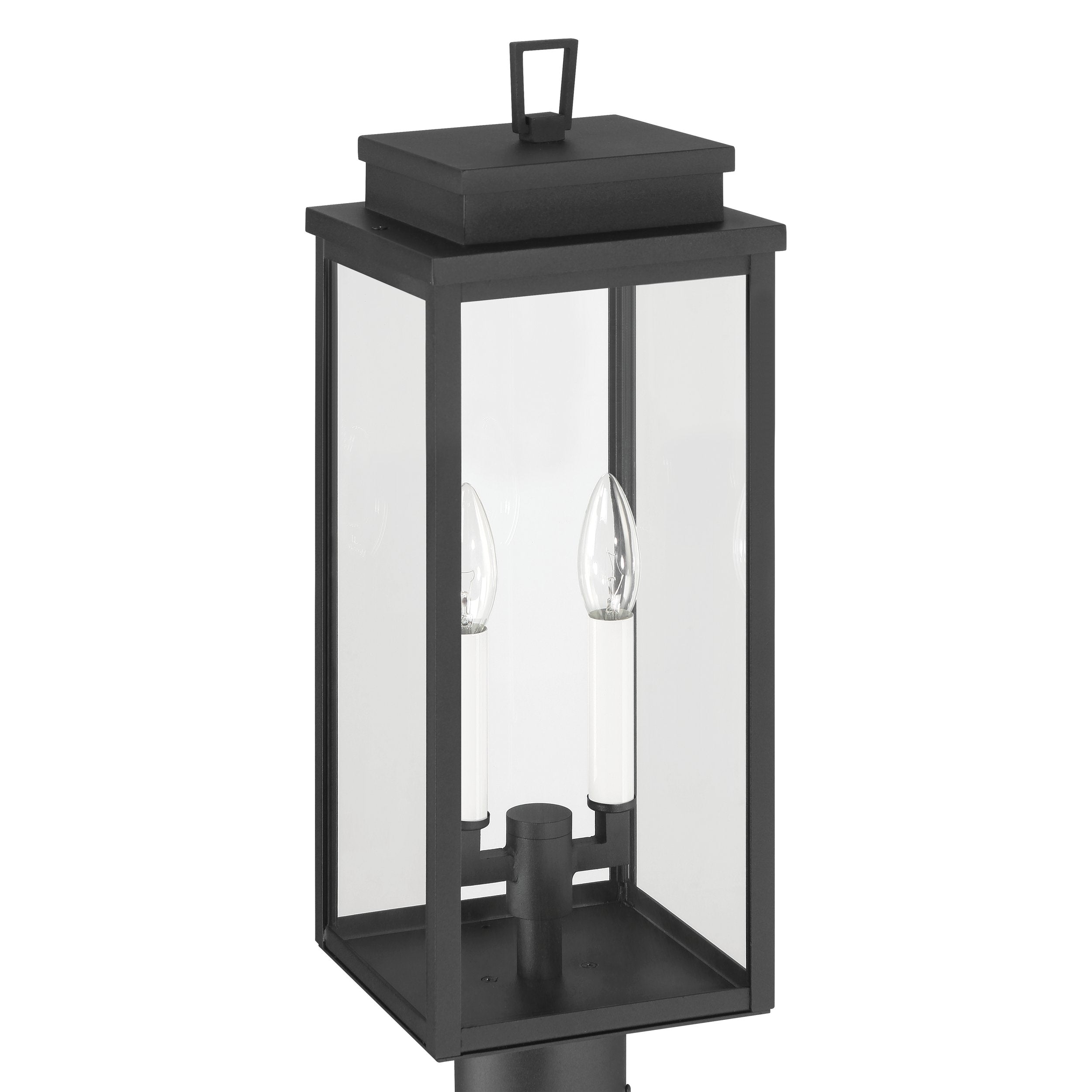 Hillside 20-inch 2-light Textured Black Exterior Post Light with Clear Glass