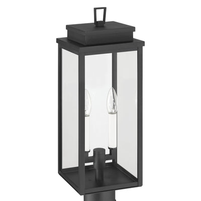 Hillside 20-inch 2-light Textured Black Exterior Post Light with Clear Glass