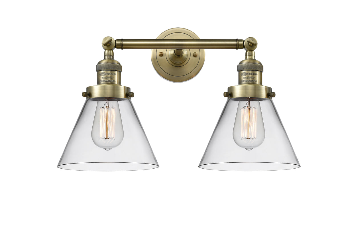 Cone 18-Inch 2-Light Bath Vanity Light 11-Inch High 10-Inch Extension