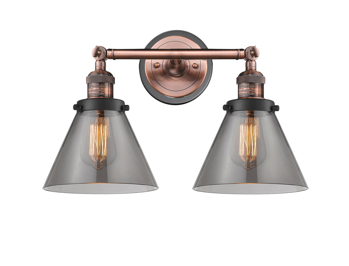 Cone 18-Inch 2-Light Bath Vanity Light 11-Inch High 10.25-Inch Extension