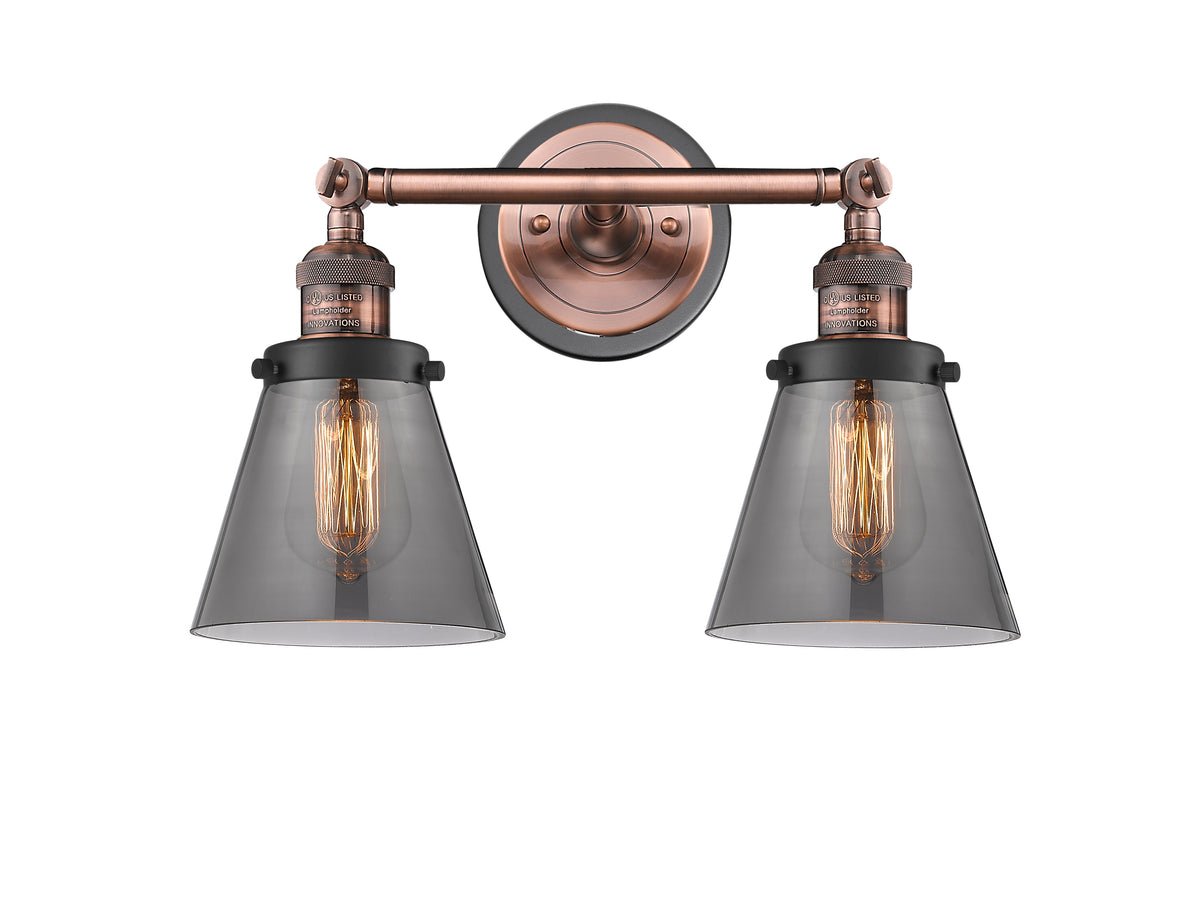 Cone 16-Inch 2-Light Bath Vanity Light 10-Inch High 8.25-Inch Extension