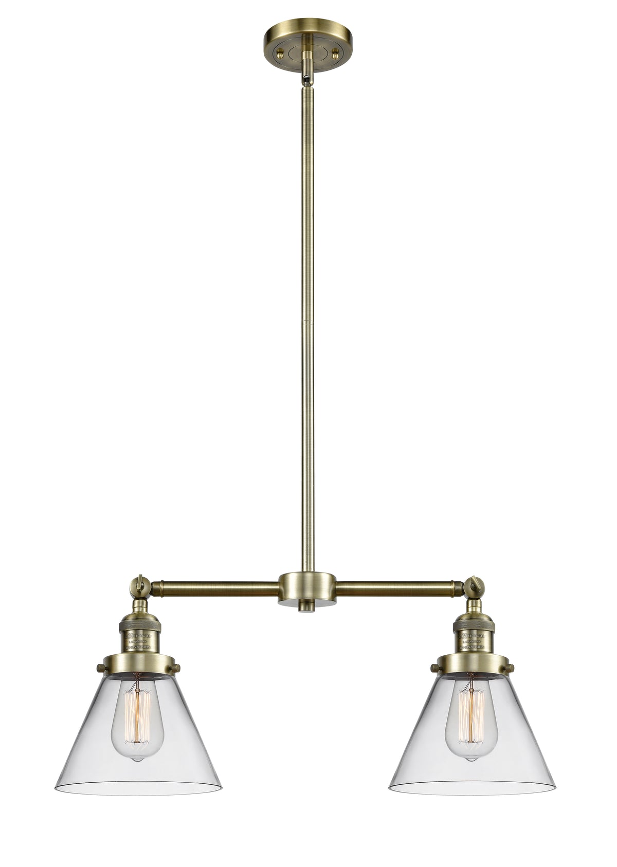 Cone 21-Inch 2-Light Stem-Hung Island Light with LED Bulbs 10-Inch High Up to 45.125-Inch High