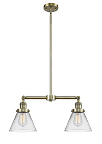 Cone 21-Inch 2-Light Stem-Hung Island Light with LED Bulbs 10-Inch High Up to 45.125-Inch High