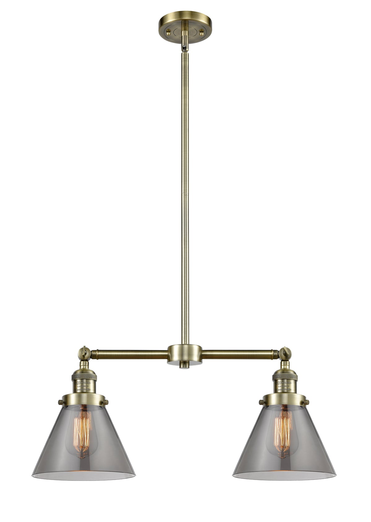 Cone 21-Inch 2-Light Stem-Hung Island Light with LED Bulbs 10-Inch High Up to 45.125-Inch High