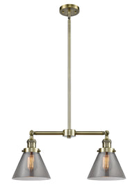 Cone 21-Inch 2-Light Stem-Hung Island Light with LED Bulbs 10-Inch High Up to 45.125-Inch High