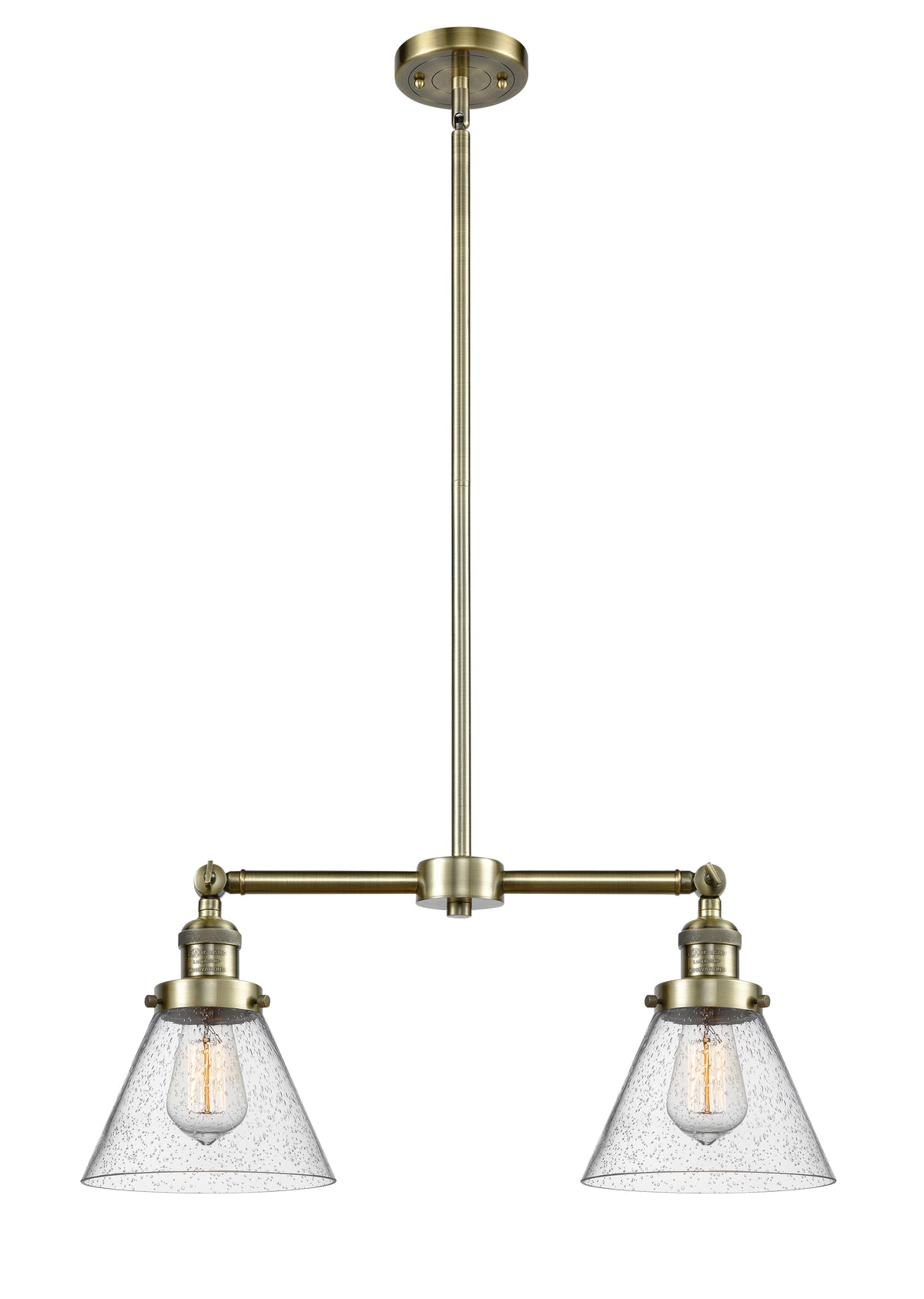 Cone 21-Inch 2-Light Stem-Hung Island Light with LED Bulbs 10-Inch High Up to 45.125-Inch High