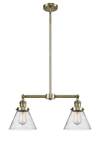 Cone 21-Inch 2-Light Stem-Hung Island Light with LED Bulbs 10-Inch High Up to 45.125-Inch High