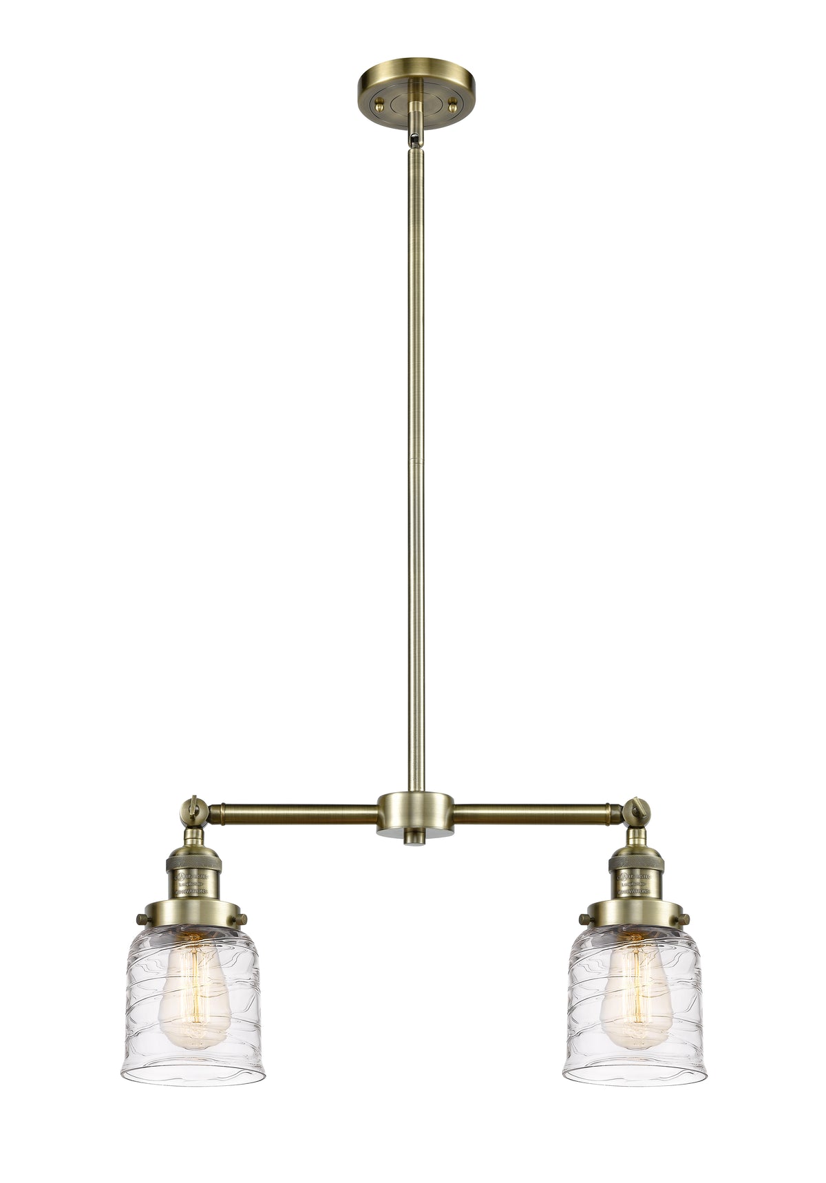 Bell 21-Inch 2-Light Stem-Hung Island Light with LED Bulbs Up to 44.875-Inch High 5.75-Inch Shade Height