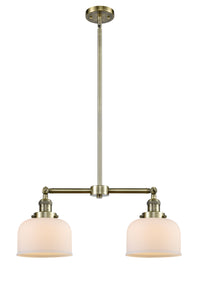 Bell 21-Inch 2-Light Stem-Hung Island Light Up to 44.875-Inch High 7.75-Inch Shade Sloped-Ceiling Compatible