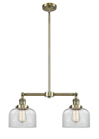 Bell 21-Inch 2-Light Stem-Hung Island Light Up to 44.875-Inch High 7.75-Inch Shade Sloped-Ceiling Compatible