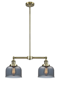 Bell 21-Inch 2-Light Stem-Hung Island Light Up to 44.875-Inch High 7.75-Inch Shade Sloped-Ceiling Compatible