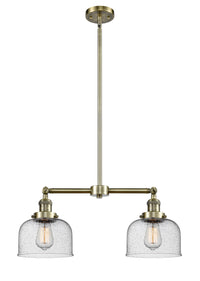 Bell 21-Inch 2-Light Stem-Hung Island Light Up to 44.875-Inch High 7.75-Inch Shade Sloped-Ceiling Compatible