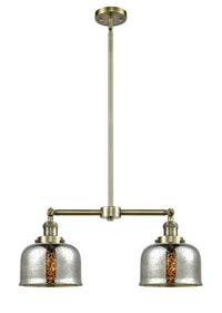 Bell 21-Inch 2-Light Stem-Hung Island Light Up to 44.875-Inch High 7.75-Inch Shade Sloped-Ceiling Compatible