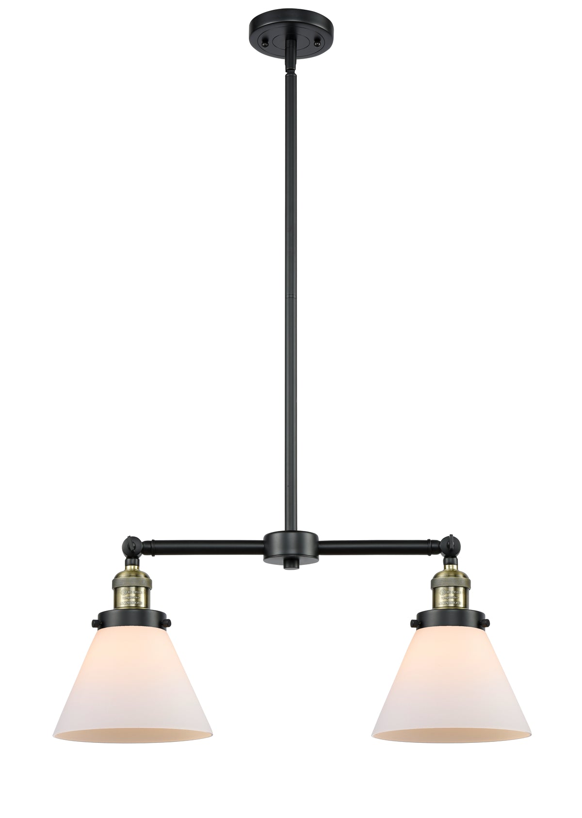 Cone 21-Inch 2-Light Stem-Hung Island Light with LED Bulbs 10-Inch High Up to 45.125-Inch High