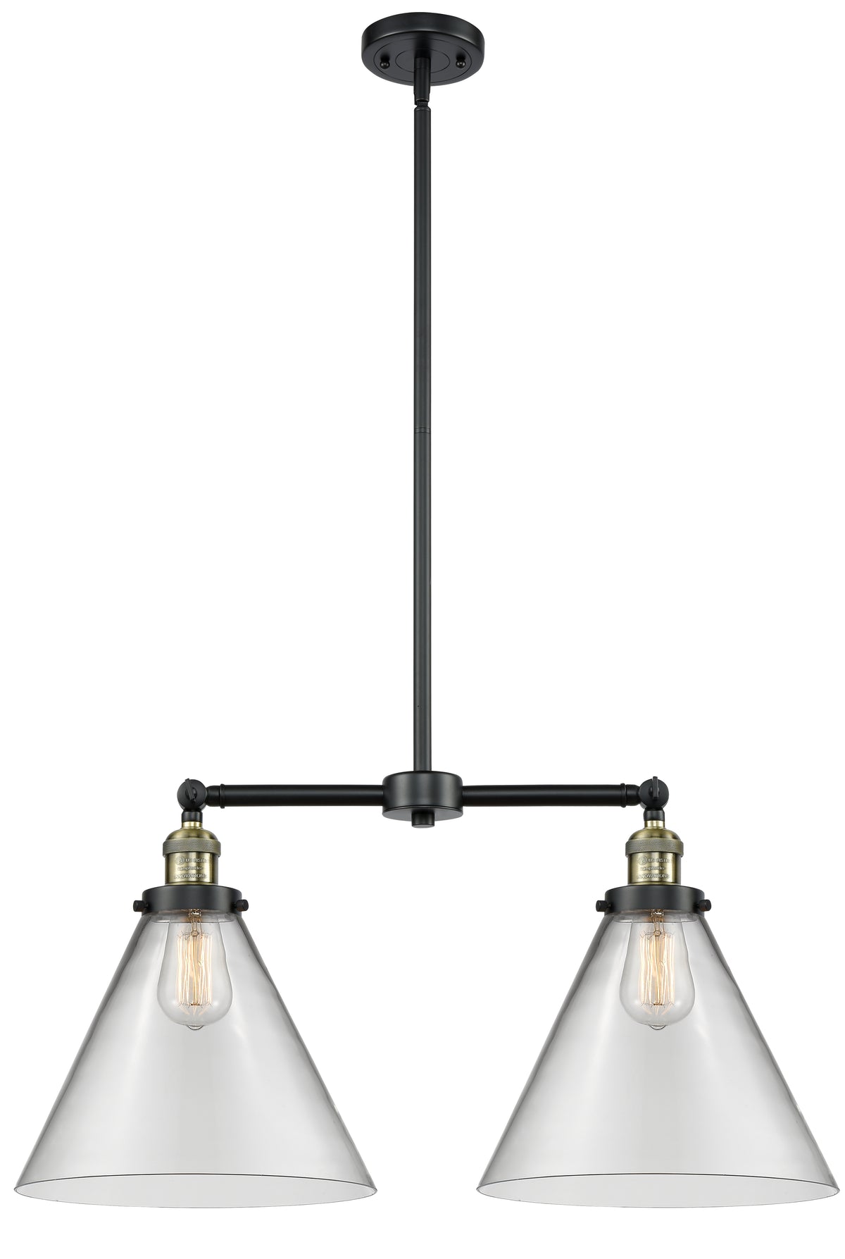Cone 21-Inch 2-Light Stem-Hung Island Light with LED Bulbs 14.125-Inch High