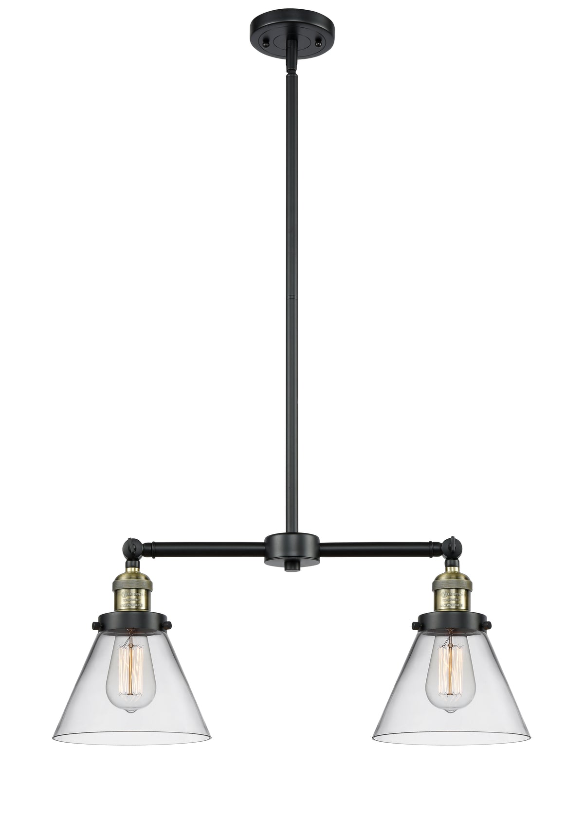 Cone 21-Inch 2-Light Stem-Hung Island Light with LED Bulbs 10-Inch High Up to 45.125-Inch High