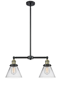 Cone 21-Inch 2-Light Stem-Hung Island Light with LED Bulbs 10-Inch High Up to 45.125-Inch High