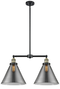 Cone 21-Inch 2-Light Stem-Hung Island Light with LED Bulbs 14.125-Inch High