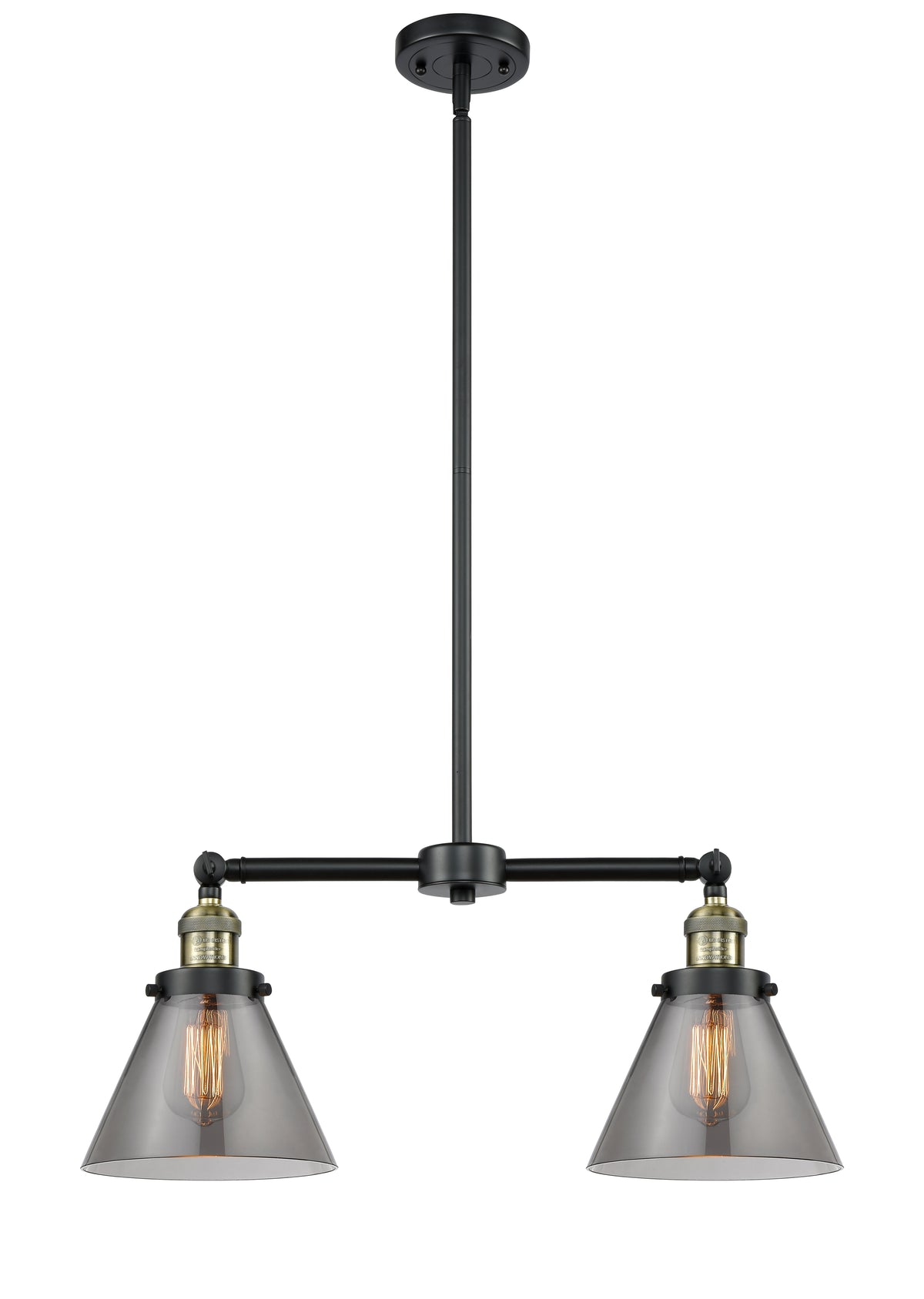 Cone 21-Inch 2-Light Stem-Hung Island Light with LED Bulbs 10-Inch High Up to 45.125-Inch High
