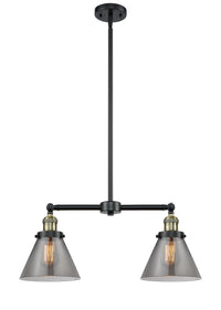 Cone 21-Inch 2-Light Stem-Hung Island Light with LED Bulbs 10-Inch High Up to 45.125-Inch High