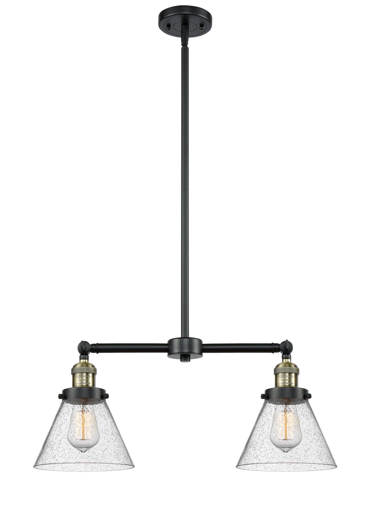 Cone 21-Inch 2-Light Stem-Hung Island Light with LED Bulbs 10-Inch High Up to 45.125-Inch High