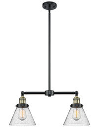Cone 21-Inch 2-Light Stem-Hung Island Light with LED Bulbs 10-Inch High Up to 45.125-Inch High