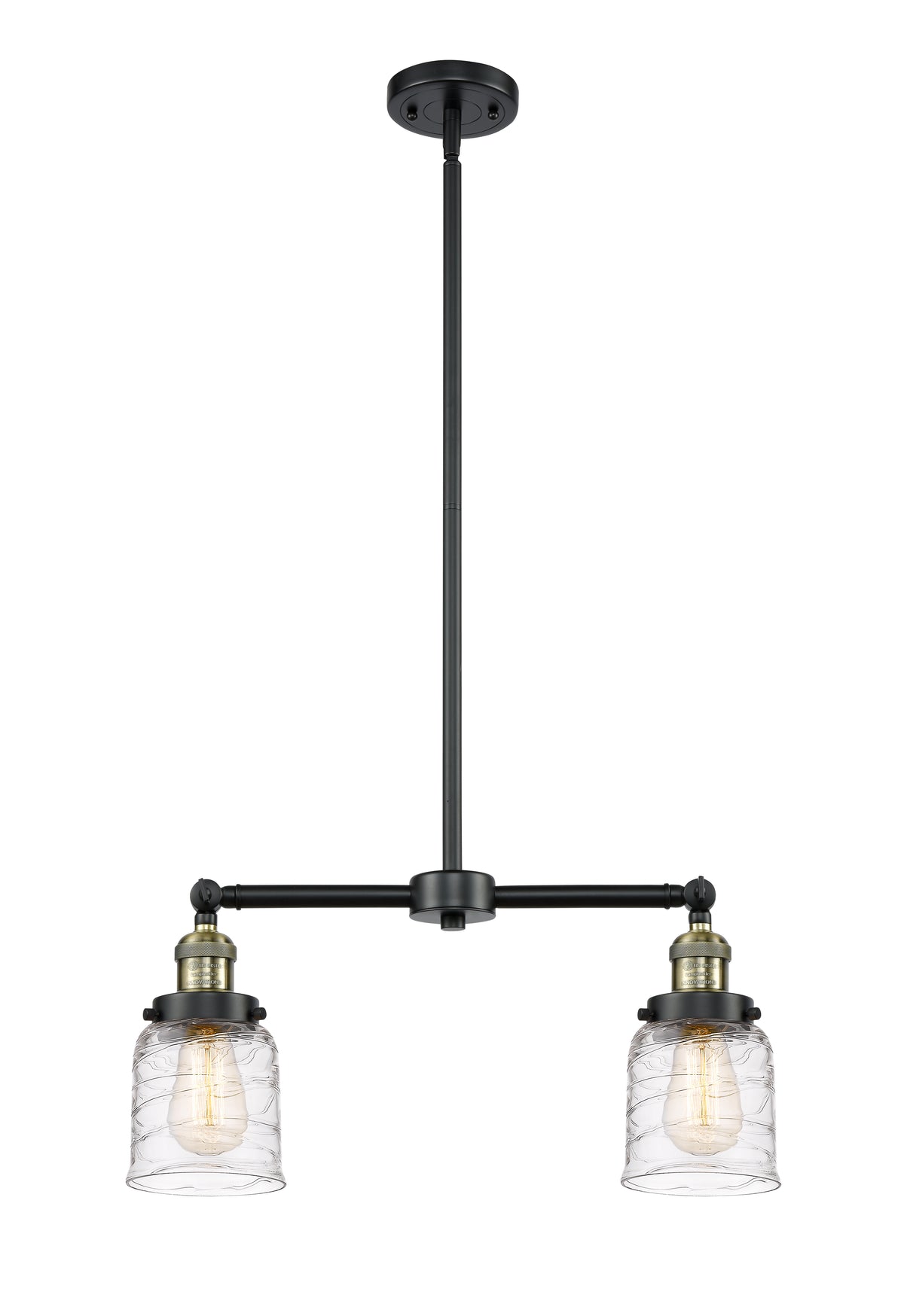 Bell 21-Inch 2-Light Stem-Hung Island Light with LED Bulbs Up to 44.875-Inch High 5.75-Inch Shade Height