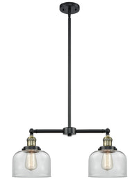 Bell 21-Inch 2-Light Stem-Hung Island Light Up to 44.875-Inch High 7.75-Inch Shade Sloped-Ceiling Compatible