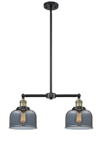 Bell 21-Inch 2-Light Stem-Hung Island Light Up to 44.875-Inch High 7.75-Inch Shade Sloped-Ceiling Compatible