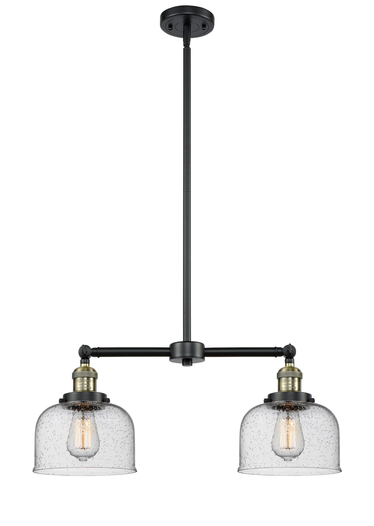 Bell 21-Inch 2-Light Stem-Hung Island Light Up to 44.875-Inch High 7.75-Inch Shade Sloped-Ceiling Compatible