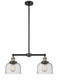 Bell 21-Inch 2-Light Stem-Hung Island Light Up to 44.875-Inch High 7.75-Inch Shade Sloped-Ceiling Compatible