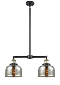 Bell 21-Inch 2-Light Stem-Hung Island Light Up to 44.875-Inch High 7.75-Inch Shade Sloped-Ceiling Compatible