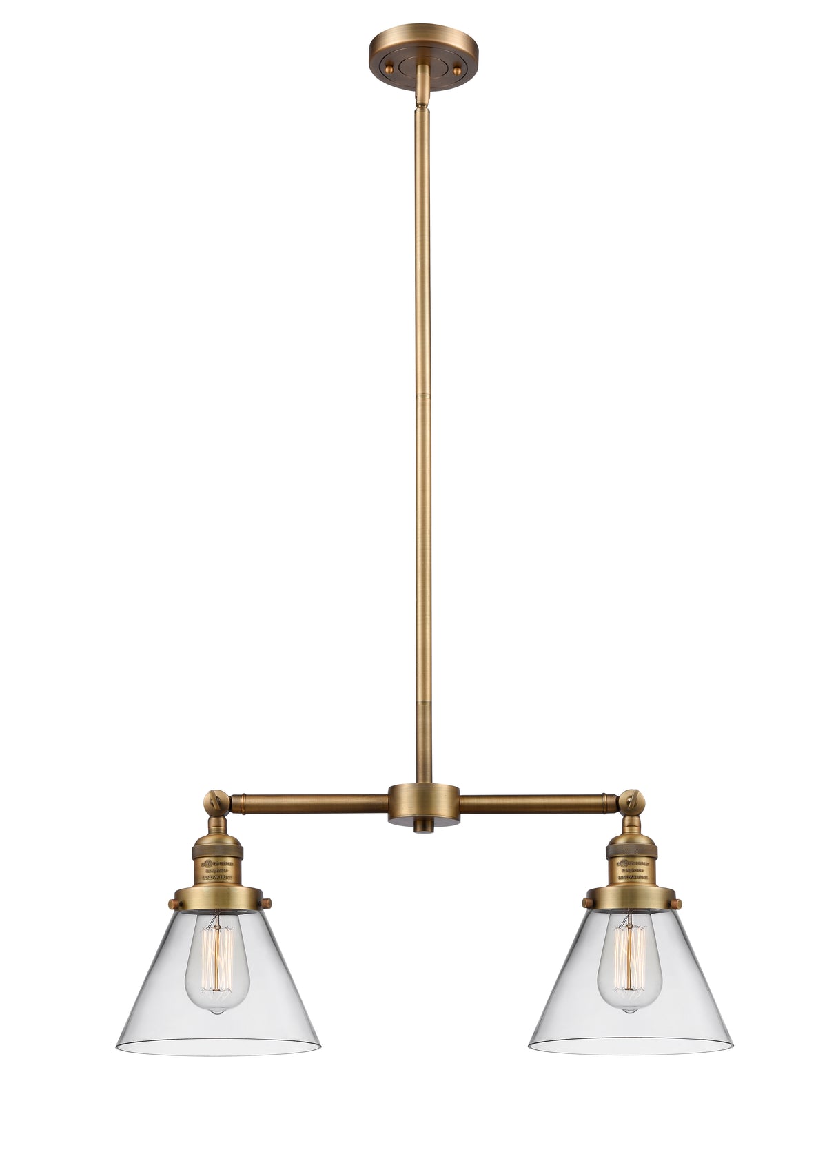 Cone 21-Inch 2-Light Stem-Hung Island Light with LED Bulbs 10-Inch High Up to 45.125-Inch High
