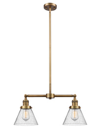 Cone 21-Inch 2-Light Stem-Hung Island Light with LED Bulbs 10-Inch High Up to 45.125-Inch High